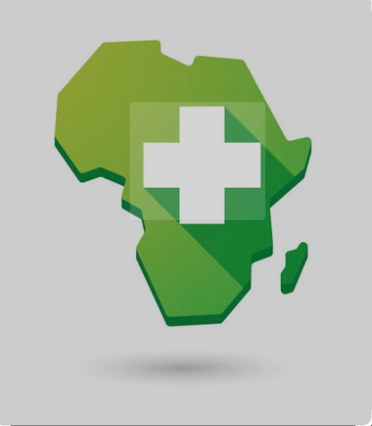 Map of Africa with medical icons